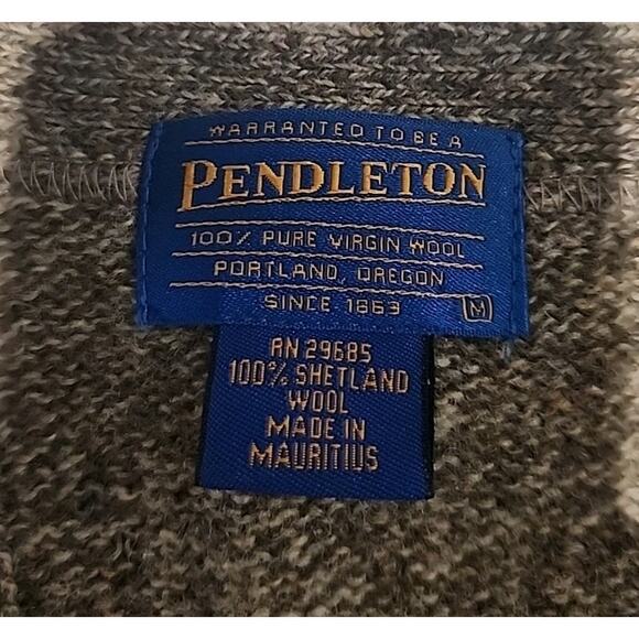 Vintage Pendleton Cardigan Vest Men's Medium Shetland Wool Beige Sweater FLAWS - Picture 2 of 6